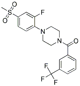 1-[2-FLUORO-4-(METHYLSULFONYL)PHENYL]-4-[3-(TRIFLUOROMETHYL)BENZOYL]PIPERAZINE Struktur