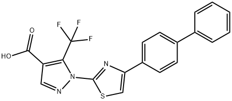 1-(4-[1,1'-BIPHENYL]-4-YL-1,3-THIAZOL-2-YL)-5-(TRIFLUOROMETHYL)-1H-PYRAZOLE-4-CARBOXYLIC ACID Struktur