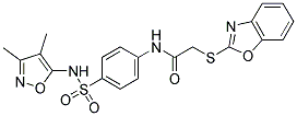 2-(BENZO[D]OXAZOL-2-YLTHIO)-N-(4-(N-(3,4-DIMETHYLISOXAZOL-5-YL)SULFAMOYL)PHENYL)ACETAMIDE Struktur