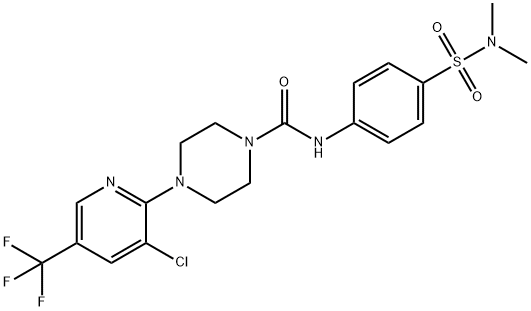 4-[3-CHLORO-5-(TRIFLUOROMETHYL)-2-PYRIDINYL]-N-(4-[(DIMETHYLAMINO)SULFONYL]PHENYL)TETRAHYDRO-1(2H)-PYRAZINECARBOXAMIDE Struktur