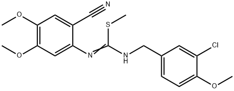 1-([(Z)-[(3-CHLORO-4-METHOXYBENZYL)AMINO](METHYLSULFANYL)METHYLIDENE]AMINO)-2-CYANO-4,5-DIMETHOXYBENZENE Struktur