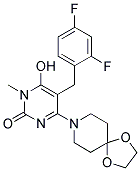 5-(2,4-DIFLUOROBENZYL)-4-(1,4-DIOXA-8-AZASPIRO[4.5]DEC-8-YL)-6-HYDROXY-1-METHYLPYRIMIDIN-2(1H)-ONE Struktur