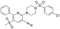 1-((4-CHLOROPHENYL)SULFONYL)-4-[3-CYANO-5-(METHYLSULFONYL)-6-PHENYLPYRIDIN-2-YL]PIPERAZINE Struktur