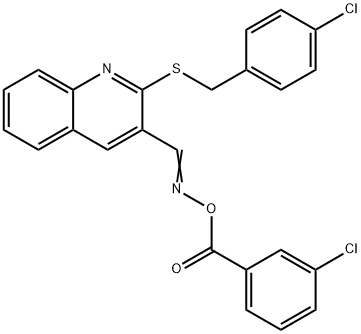 3-(([(3-CHLOROBENZOYL)OXY]IMINO)METHYL)-2-[(4-CHLOROBENZYL)SULFANYL]QUINOLINE Struktur