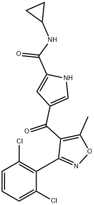 N-CYCLOPROPYL-4-([3-(2,6-DICHLOROPHENYL)-5-METHYL-4-ISOXAZOLYL]CARBONYL)-1H-PYRROLE-2-CARBOXAMIDE Struktur