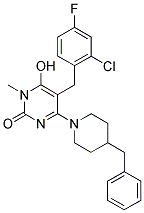 4-(4-BENZYL-PIPERIDIN-1-YL)-5-(2-CHLORO-4-FLUORO-BENZYL)-6-HYDROXY-1-METHYL-1H-PYRIMIDIN-2-ONE Struktur