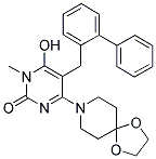 5-BIPHENYL-2-YLMETHYL-4-(1,4-DIOXA-8-AZA-SPIRO[4.5]DEC-8-YL)-6-HYDROXY-1-METHYL-1H-PYRIMIDIN-2-ONE Struktur