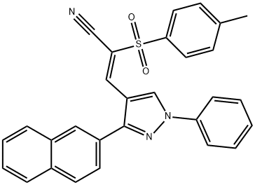 (Z)-2-[(4-METHYLPHENYL)SULFONYL]-3-[3-(2-NAPHTHYL)-1-PHENYL-1H-PYRAZOL-4-YL]-2-PROPENENITRILE Struktur