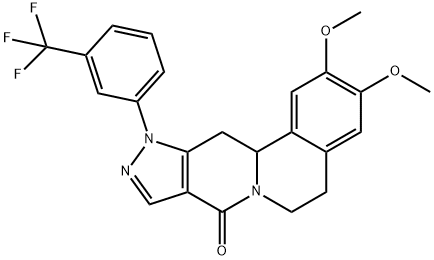 2,3-DIMETHOXY-11-[3-(TRIFLUOROMETHYL)PHENYL]-5,11,12,12A-TETRAHYDROPYRAZOLO[3',4':4,5]PYRIDO[2,1-A]ISOQUINOLIN-8(6H)-ONE Struktur