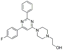 2-(4-[6-(4-FLUORO-PHENYL)-2-PHENYL-PYRIMIDIN-4-YL]-PIPERAZIN-1-YL)-ETHANOL Struktur