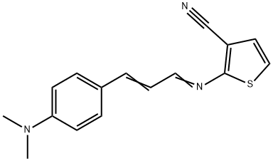 2-(((E,2E)-3-[4-(DIMETHYLAMINO)PHENYL]-2-PROPENYLIDENE)AMINO)-3-THIOPHENECARBONITRILE Struktur