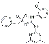 (E)-N-((4,6-DIMETHYLPYRIMIDIN-2-YLAMINO)(2-METHOXYPHENYLAMINO)METHYLENE)(PHENYL)METHANESULFONAMIDE Struktur