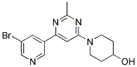 1-[6-(5-BROMOPYRIDIN-3-YL)-2-METHYLPYRIMIDIN-4-YL]PIPERIDIN-4-OL Struktur