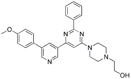 2-(4-(6-[5-(4-METHOXY-PHENYL)-PYRIDIN-3-YL]-2-PHENYL-PYRIMIDIN-4-YL)-PIPERAZIN-1-YL)-ETHANOL Struktur