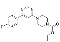 ETHYL 4-[6-(4-FLUOROPHENYL)-2-METHYLPYRIMIDIN-4-YL]PIPERAZINE-1-CARBOXYLATE Struktur