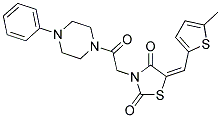 (5E)-5-[(5-METHYLTHIEN-2-YL)METHYLENE]-3-[2-OXO-2-(4-PHENYLPIPERAZIN-1-YL)ETHYL]-1,3-THIAZOLIDINE-2,4-DIONE Struktur