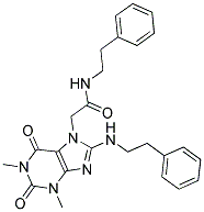 2-(1,3-DIMETHYL-2,6-DIOXO-8-(PHENETHYLAMINO)-1,2,3,6-TETRAHYDROPURIN-7-YL)-N-PHENETHYLACETAMIDE Struktur