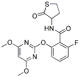 3-[2-[(4,6-DIMETHOXYPYRIMIDIN-2-YL)OXY]-6-FLUOROBENZAMIDO]-2-OXOTETRAHYDROTHIOPHENE Struktur