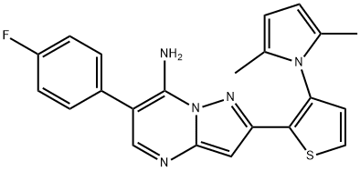 2-[3-(2,5-DIMETHYL-1H-PYRROL-1-YL)-2-THIENYL]-6-(4-FLUOROPHENYL)PYRAZOLO[1,5-A]PYRIMIDIN-7-AMINE Struktur