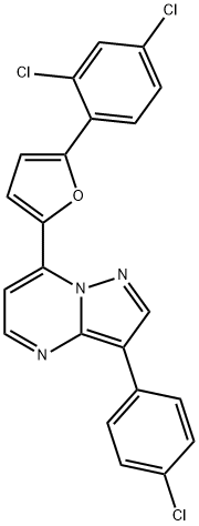 3-(4-CHLOROPHENYL)-7-[5-(2,4-DICHLOROPHENYL)-2-FURYL]PYRAZOLO[1,5-A]PYRIMIDINE Struktur