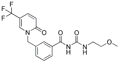 1-[3-(2,4-DIAZA-1,3-DIOXO-6-METHOXYHEX-1-YL)BENZYL]-5-(TRIFLUOROMETHYL)-2-PYRIDONE Struktur