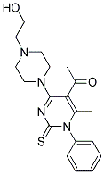 1-{4-[4-(2-HYDROXYETHYL)PIPERAZIN-1-YL]-6-METHYL-1-PHENYL-2-THIOXO-1,2-DIHYDROPYRIMIDIN-5-YL}ETHANONE Struktur