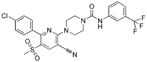 4-[6-(4-CHLOROPHENYL)-3-CYANO-5-(METHYLSULFONYL)PYRIDIN-2-YL]-N-(3-(TRIFLUOROMETHYL)PHENYL)PIPERAZINE-1-CARBOXAMIDE Struktur