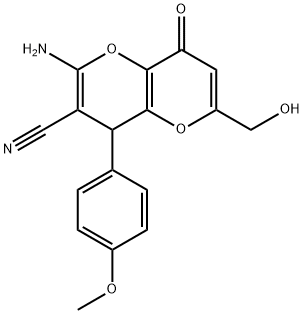 2-AMINO-6-(HYDROXYMETHYL)-4-(4-METHOXYPHENYL)-8-OXO-4,8-DIHYDROPYRANO[3,2-B]PYRAN-3-CARBONITRILE Struktur