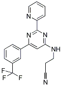 3-((2-PYRIDIN-2-YL-6-[3-(TRIFLUOROMETHYL)PHENYL]PYRIMIDIN-4-YL)AMINO)PROPANENITRILE Struktur