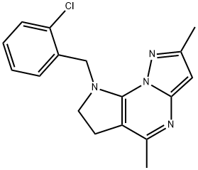 8-(2-CHLOROBENZYL)-2,5-DIMETHYL-7,8-DIHYDRO-6H-PYRAZOLO[1,5-A]PYRROLO[3,2-E]PYRIMIDINE Struktur