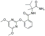 2-[2-[(4,6-DIMETHOXYPYRIMIDIN-2-YL)OXY]BENZAMIDO]-2,3-DIMETHYLBUTYRAMIDE Struktur