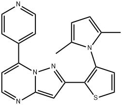 2-[3-(2,5-DIMETHYL-1H-PYRROL-1-YL)-2-THIENYL]-7-(4-PYRIDINYL)PYRAZOLO[1,5-A]PYRIMIDINE Struktur