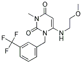 6-[(2-METHOXYETHYL)AMINO]-3-METHYL-1-[3-(TRIFLUOROMETHYL)BENZYL]PYRIMIDINE-2,4(1H,3H)-DIONE Struktur