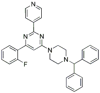 4-(4-BENZHYDRYL-PIPERAZIN-1-YL)-6-(2-FLUORO-PHENYL)-2-PYRIDIN-4-YL-PYRIMIDINE Struktur