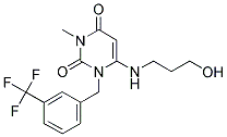 6-[(3-HYDROXYPROPYL)AMINO]-3-METHYL-1-[3-(TRIFLUOROMETHYL)BENZYL]PYRIMIDINE-2,4(1H,3H)-DIONE Struktur