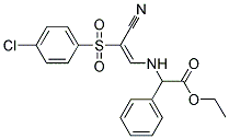 ETHYL 2-((2-((4-CHLOROPHENYL)SULFONYL)-2-NITRILOVINYL)AMINO)-2-PHENYLACETATE Struktur