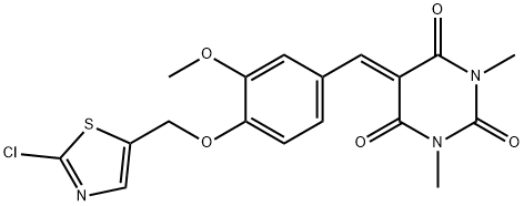 5-((4-[(2-CHLORO-1,3-THIAZOL-5-YL)METHOXY]-3-METHOXYPHENYL)METHYLENE)-1,3-DIMETHYL-2,4,6(1H,3H,5H)-PYRIMIDINETRIONE Struktur