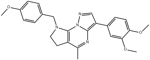 3-(3,4-DIMETHOXYPHENYL)-8-(4-METHOXYBENZYL)-5-METHYL-7,8-DIHYDRO-6H-PYRAZOLO[1,5-A]PYRROLO[3,2-E]PYRIMIDINE Struktur