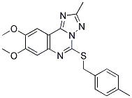 8,9-DIMETHOXY-2-METHYL-5-[(4-METHYLBENZYL)SULFANYL][1,2,4]TRIAZOLO[1,5-C]QUINAZOLINE Struktur