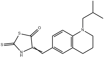 4-[(E)-(1-ISOBUTYL-1,2,3,4-TETRAHYDRO-6-QUINOLINYL)METHYLIDENE]-2-THIOXO-1,3-THIAZOLAN-5-ONE Struktur