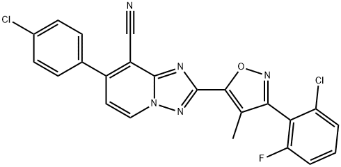 2-[3-(2-CHLORO-6-FLUOROPHENYL)-4-METHYL-5-ISOXAZOLYL]-7-(4-CHLOROPHENYL)[1,2,4]TRIAZOLO[1,5-A]PYRIDINE-8-CARBONITRILE Struktur