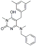 4-(BENZYL-METHYL-AMINO)-5-(3,5-DIMETHYL-BENZYL)-6-HYDROXY-1-METHYL-1H-PYRIMIDIN-2-ONE Struktur