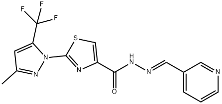 2-[3-METHYL-5-(TRIFLUOROMETHYL)-1H-PYRAZOL-1-YL]-N'-[(E)-3-PYRIDINYLMETHYLIDENE]-1,3-THIAZOLE-4-CARBOHYDRAZIDE Struktur