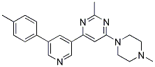 2-METHYL-4-(4-METHYL-PIPERAZIN-1-YL)-6-(5-P-TOLYL-PYRIDIN-3-YL)-PYRIMIDINE Struktur