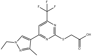 [4-(1-ETHYL-3-METHYL-1 H-PYRAZOL-4-YL)-6-TRIFLUOROMETHYL-PYRIMIDIN-2-YLSULFANYL]-ACETIC ACID Struktur