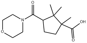 1,2,2-TRIMETHYL-3-(MORPHOLINE-4-CARBONYL)-CYCLOPENTANECARBOXYLIC ACID Struktur