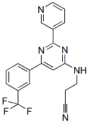 3-((2-PYRIDIN-3-YL-6-[3-(TRIFLUOROMETHYL)PHENYL]PYRIMIDIN-4-YL)AMINO)PROPANENITRILE Struktur