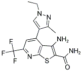 3-AMINO-4-(1-ETHYL-3-METHYL-1H-PYRAZOL-4-YL)-6-TRIFLUOROMETHYL-THIENO[2,3-B]PYRIDINE-2-CARBOXYLIC ACID AMIDE Struktur