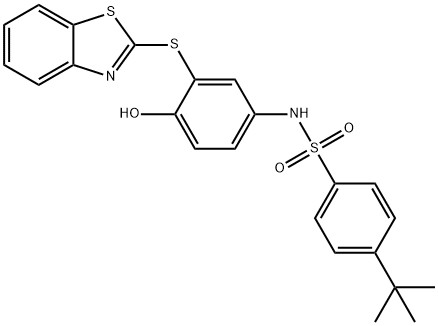 N-(3-(BENZO[D]THIAZOL-2-YLTHIO)-4-HYDROXYPHENYL)-4-TERT-BUTYLBENZENESULFONAMIDE Struktur