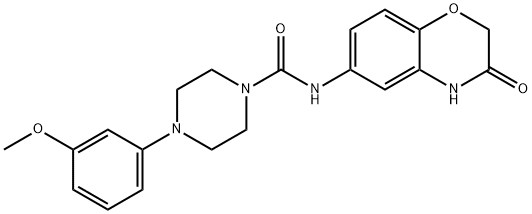 4-(3-METHOXYPHENYL)-N-(3-OXO-3,4-DIHYDRO-2H-1,4-BENZOXAZIN-6-YL)TETRAHYDRO-1(2H)-PYRAZINECARBOXAMIDE Struktur